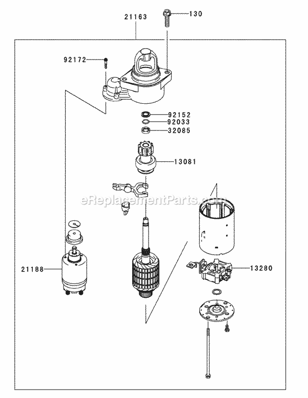 Kawasaki Fxt00v-Bs04 Starter Diagram and Parts List for S7237-KW 53AP8DU8750 Cub Cadet Sprayer